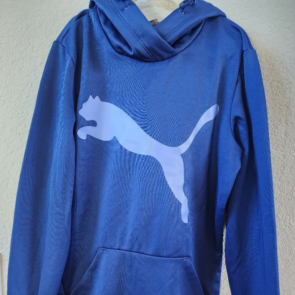 Puma Ladies Blue Hoodie with Kangaroo Pocket Size XS